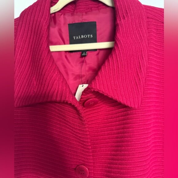 Talbots Women's Vibrant Pink Pea Coat - Picture 3 of 7